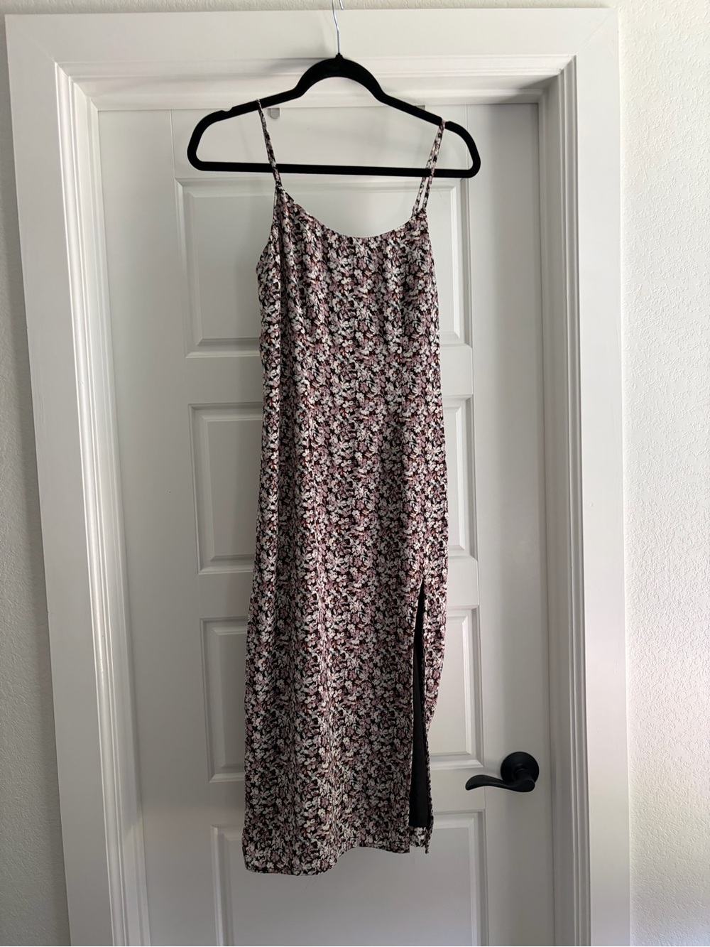 Abercrombie & Fitch Black and Pink Floral Slip Maxi Dress